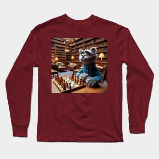 Puppet cat playing chess Long Sleeve T-Shirt